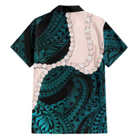 Teal Galaxy Polynesia Tribal Octopus Tattoo Family Matching Tank Maxi Dress and Hawaiian Shirt Pikake Lei Polynesian Pattern LT14 - Polynesian Pride