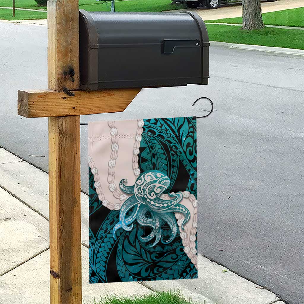Teal Galaxy Polynesia Tribal Octopus Tattoo Garden Flag Pikake Lei Polynesian Pattern LT14 - Polynesian Pride