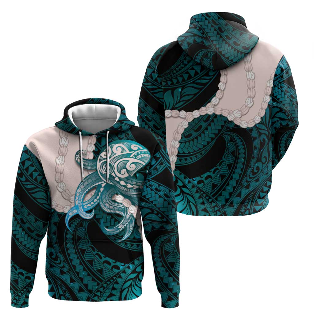 Teal Galaxy Polynesia Tribal Octopus Tattoo Hoodie Pikake Lei Polynesian Pattern LT14 - Polynesian Pride
