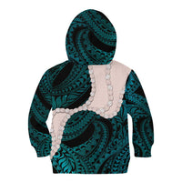 Teal Galaxy Polynesia Tribal Octopus Tattoo Kid Hoodie Pikake Lei Polynesian Pattern