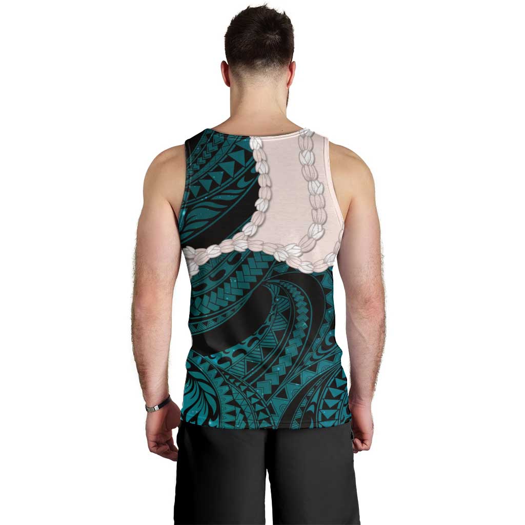Teal Galaxy Polynesia Tribal Octopus Tattoo Men Tank Top Pikake Lei Polynesian Pattern LT14 - Polynesian Pride