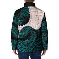 Teal Galaxy Polynesia Tribal Octopus Tattoo Padded Jacket Pikake Lei Polynesian Pattern LT14 - Polynesian Pride