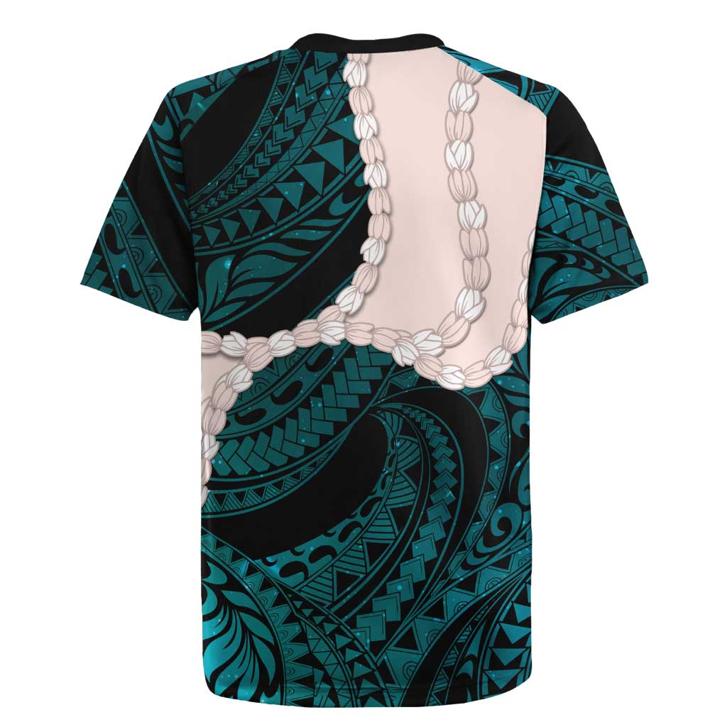 Teal Galaxy Polynesia Tribal Octopus Tattoo Rugby Jersey Pikake Lei Polynesian Pattern LT14 - Polynesian Pride