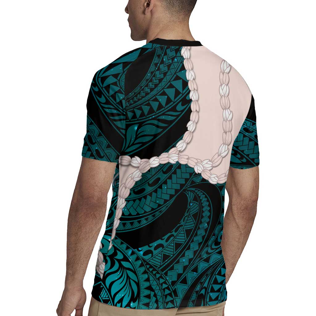 Teal Galaxy Polynesia Tribal Octopus Tattoo Rugby Jersey Pikake Lei Polynesian Pattern LT14 - Polynesian Pride