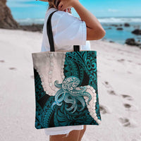 Teal Galaxy Polynesia Tribal Octopus Tattoo Tote Bag Pikake Lei Polynesian Pattern LT14 - Polynesian Pride