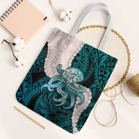 Teal Galaxy Polynesia Tribal Octopus Tattoo Tote Bag Pikake Lei Polynesian Pattern LT14 White Strap One Size Teal - Polynesian Pride