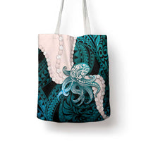 Teal Galaxy Polynesia Tribal Octopus Tattoo Tote Bag Pikake Lei Polynesian Pattern LT14 - Polynesian Pride