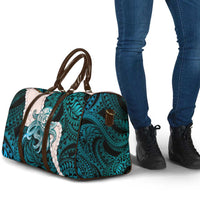 Teal Galaxy Polynesia Tribal Octopus Tattoo Travel Bag Pikake Lei Polynesian Pattern