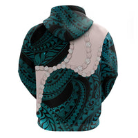 Teal Galaxy Polynesia Tribal Octopus Tattoo Zip Hoodie Pikake Lei Polynesian Pattern LT14 - Polynesian Pride