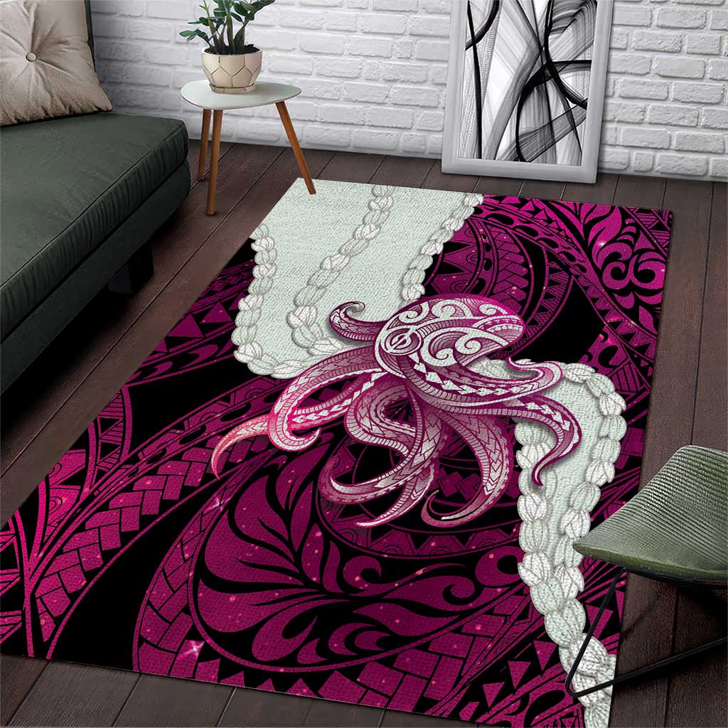 Pink Galaxy Polynesia Tribal Octopus Tattoo Area Rug Pikake Lei Polynesian Pattern LT14 Pink - Polynesian Pride