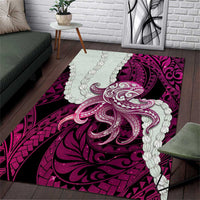 Pink Galaxy Polynesia Tribal Octopus Tattoo Area Rug Pikake Lei Polynesian Pattern LT14 Pink - Polynesian Pride