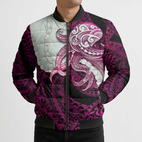 Pink Galaxy Polynesia Tribal Octopus Tattoo Bomber Puffer Jacket Pikake Lei Polynesian Pattern LT14 - Polynesian Pride