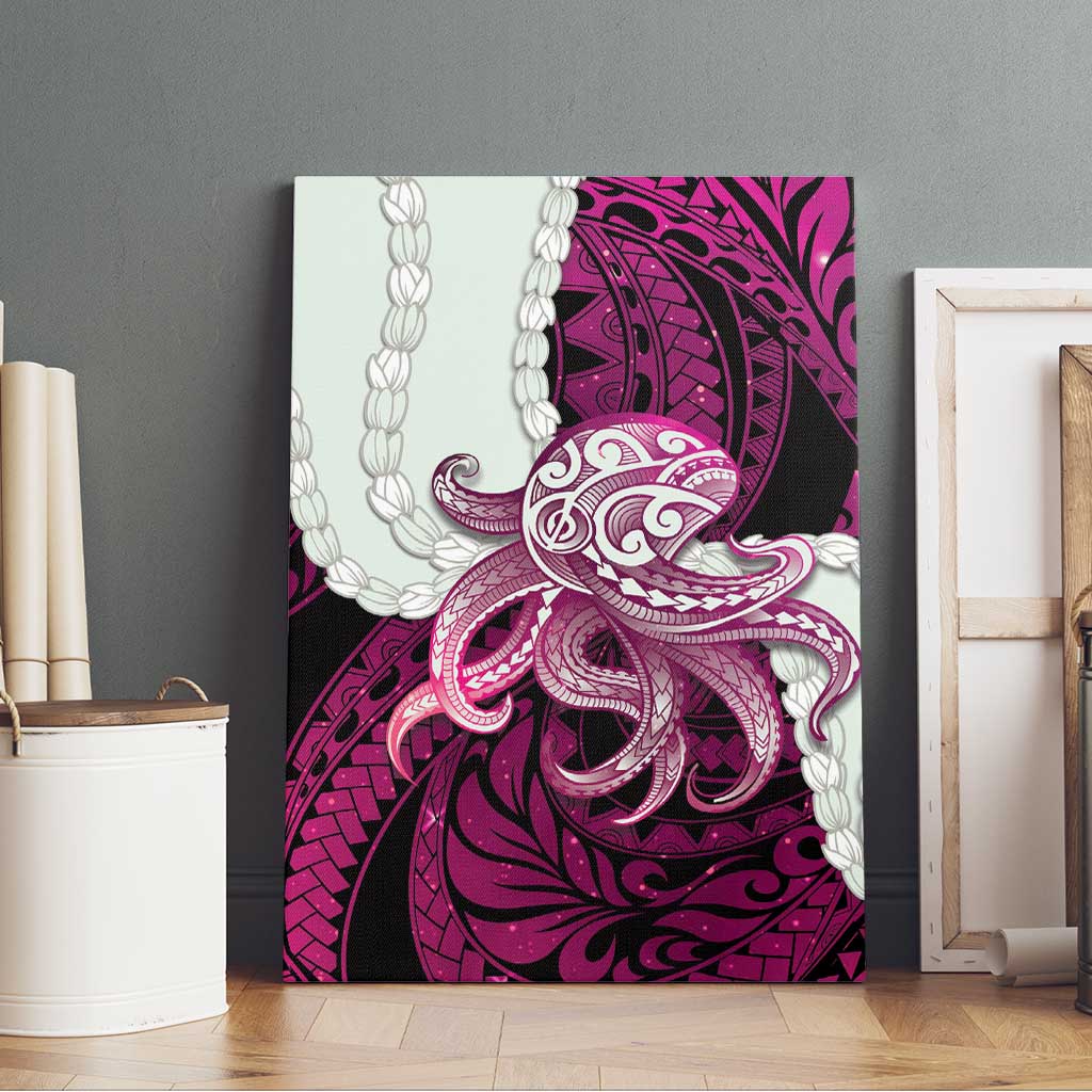 Pink Galaxy Polynesia Tribal Octopus Tattoo Canvas Wall Art Pikake Lei Polynesian Pattern
