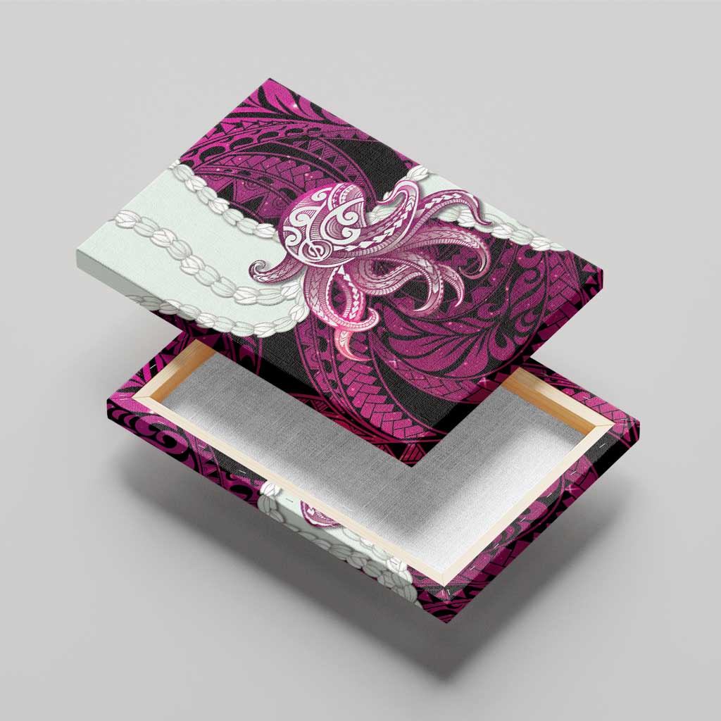 Pink Galaxy Polynesia Tribal Octopus Tattoo Canvas Wall Art Pikake Lei Polynesian Pattern