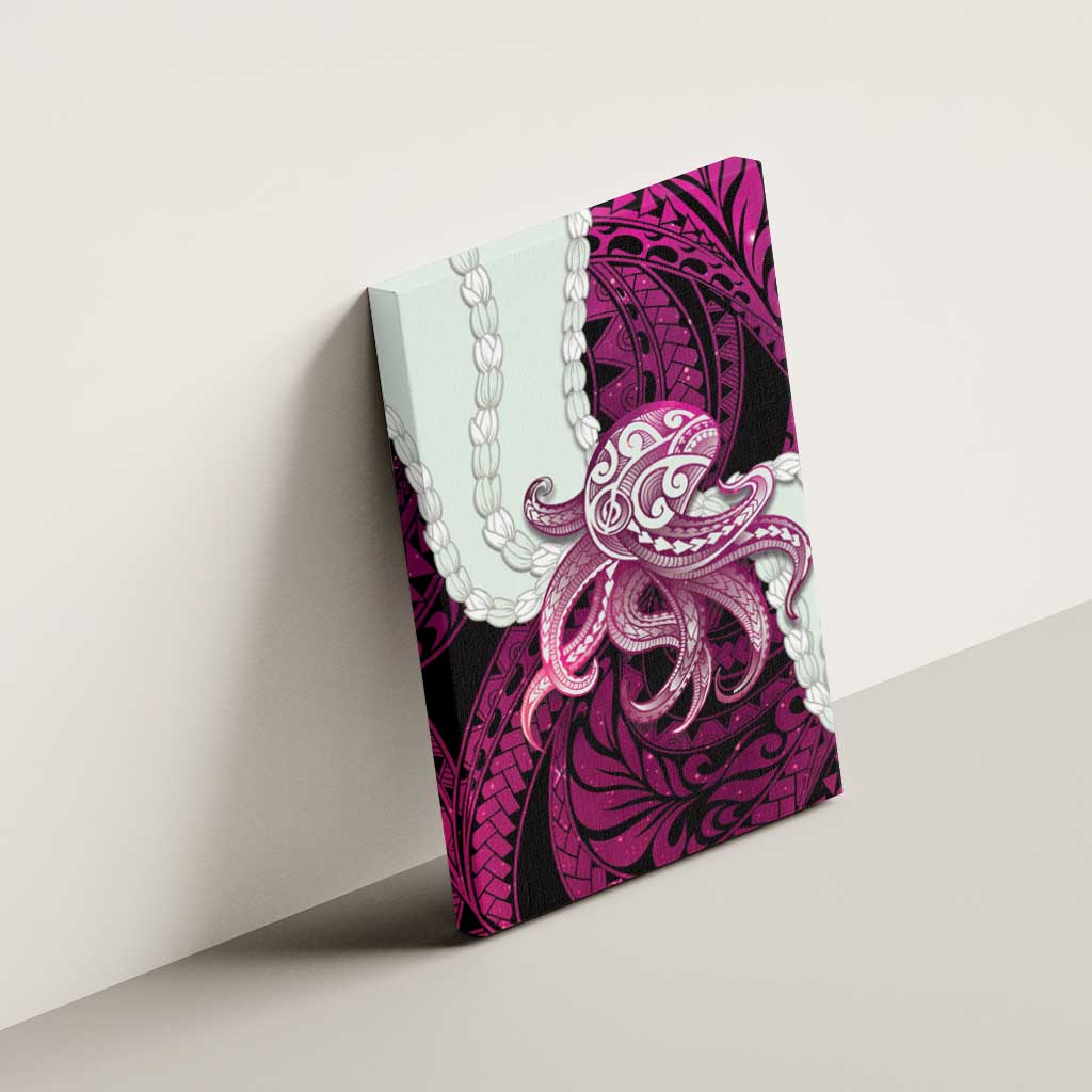 Pink Galaxy Polynesia Tribal Octopus Tattoo Canvas Wall Art Pikake Lei Polynesian Pattern