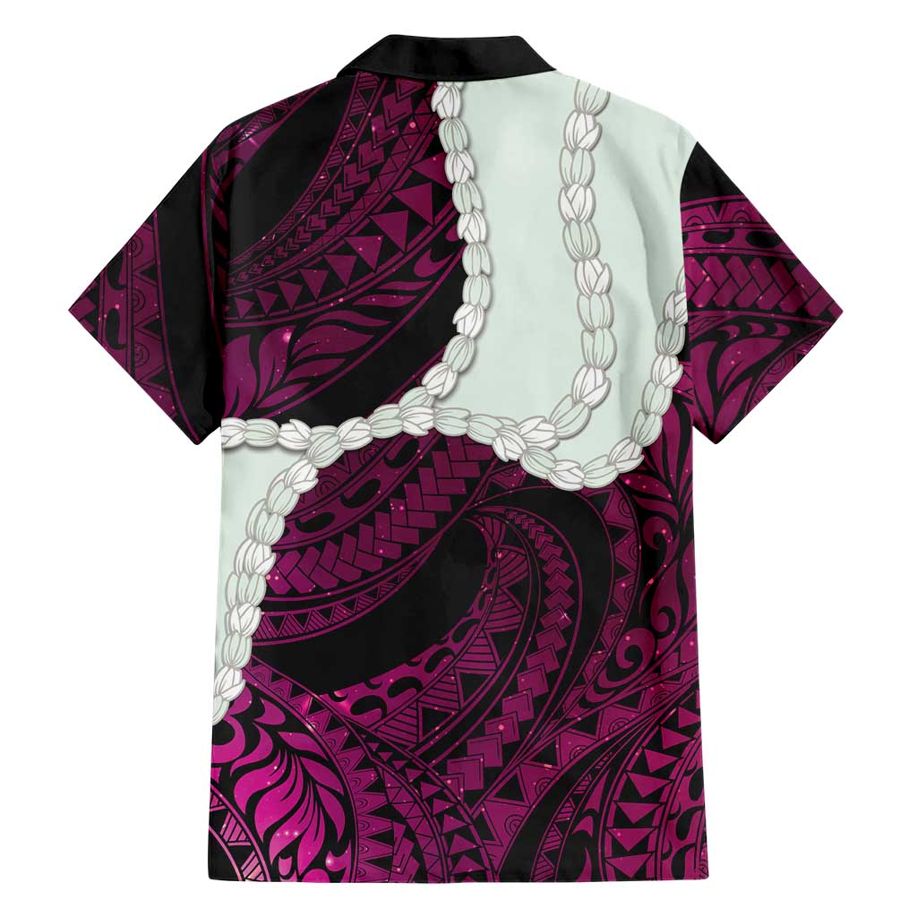 Pink Galaxy Polynesia Tribal Octopus Tattoo Family Matching Off Shoulder Short Dress and Hawaiian Shirt Pikake Lei Polynesian Pattern
