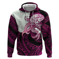 Pink Galaxy Polynesia Tribal Octopus Tattoo Hoodie Pikake Lei Polynesian Pattern LT14 Pullover Hoodie Pink - Polynesian Pride