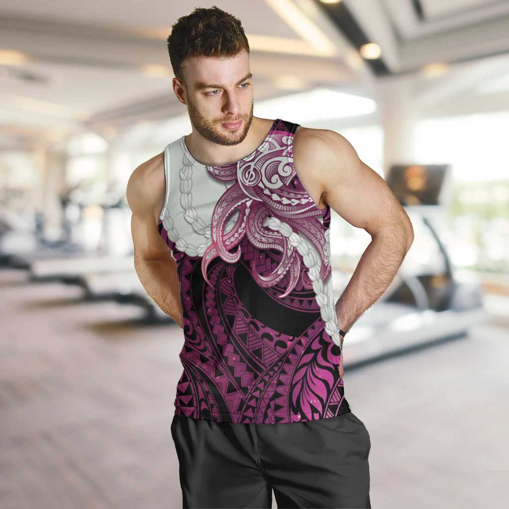 Pink Galaxy Polynesia Tribal Octopus Tattoo Men Tank Top Pikake Lei Polynesian Pattern