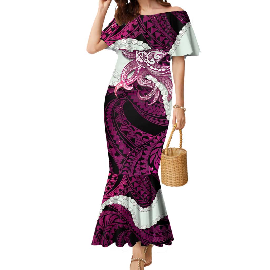 Pink Galaxy Polynesia Tribal Octopus Tattoo Mermaid Dress Pikake Lei Polynesian Pattern LT14 Women Pink - Polynesian Pride
