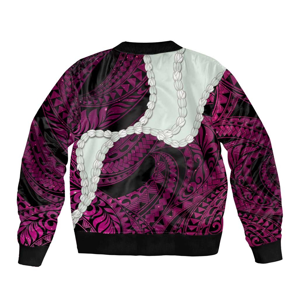 Pink Galaxy Polynesia Tribal Octopus Tattoo Sleeve Zip Bomber Jacket Pikake Lei Polynesian Pattern LT14 - Polynesian Pride