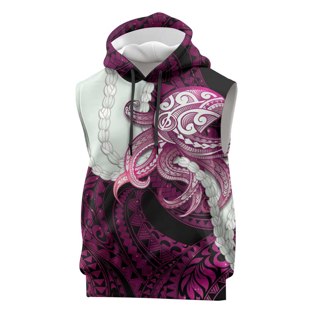 Pink Galaxy Polynesia Tribal Octopus Tattoo Sleeveless Hoodie Pikake Lei Polynesian Pattern LT14 Pink - Polynesian Pride