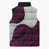 Pink Galaxy Polynesia Tribal Octopus Tattoo Sleeveless Puffer Jacket Pikake Lei Polynesian Pattern