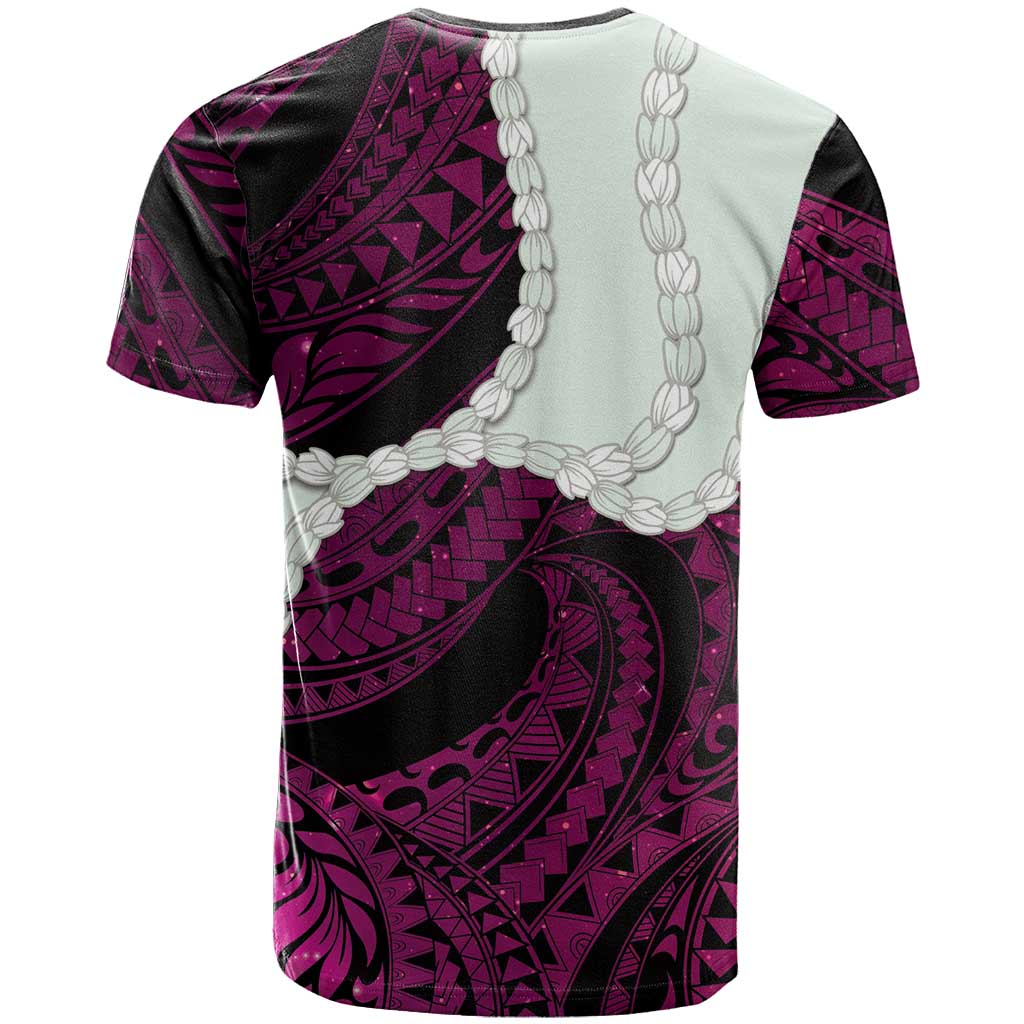 Pink Galaxy Polynesia Tribal Octopus Tattoo T Shirt Pikake Lei Polynesian Pattern