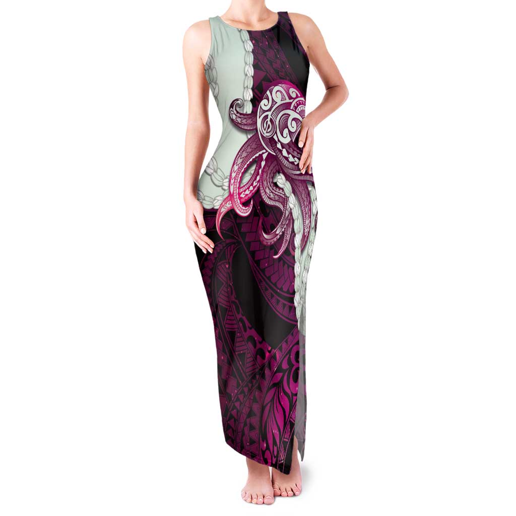 Pink Galaxy Polynesia Tribal Octopus Tattoo Tank Maxi Dress Pikake Lei Polynesian Pattern