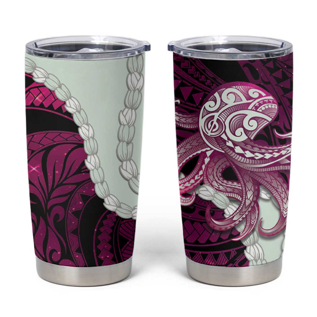 Pink Galaxy Polynesia Tribal Octopus Tattoo Tumbler Cup Pikake Lei Polynesian Pattern LT14 Pink - Polynesian Pride