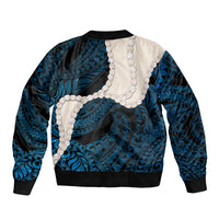 Blue Galaxy Polynesia Tribal Octopus Tattoo Bomber Jacket Pikake Lei Polynesian Pattern