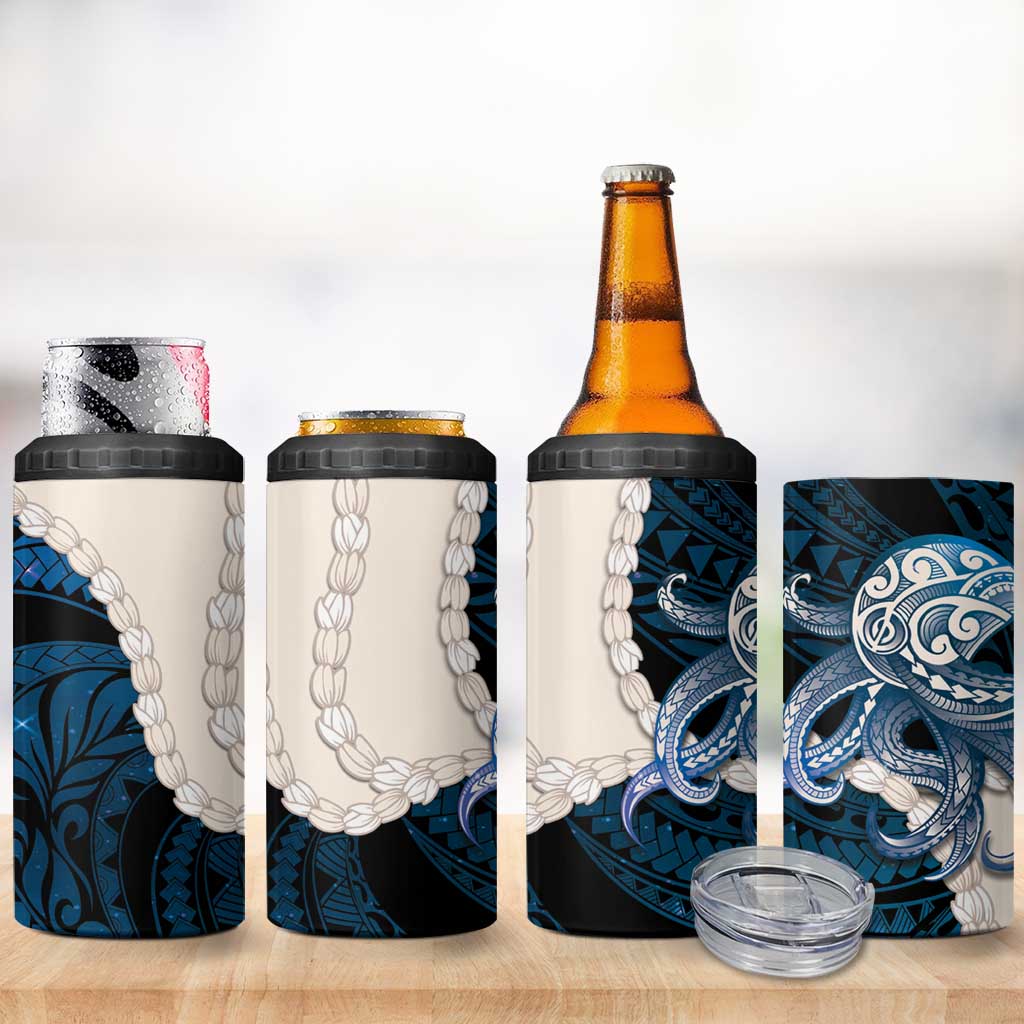 Blue Galaxy Polynesia Tribal Octopus Tattoo 4 in 1 Can Cooler Tumbler Pikake Lei Polynesian Pattern LT14 - Polynesian Pride
