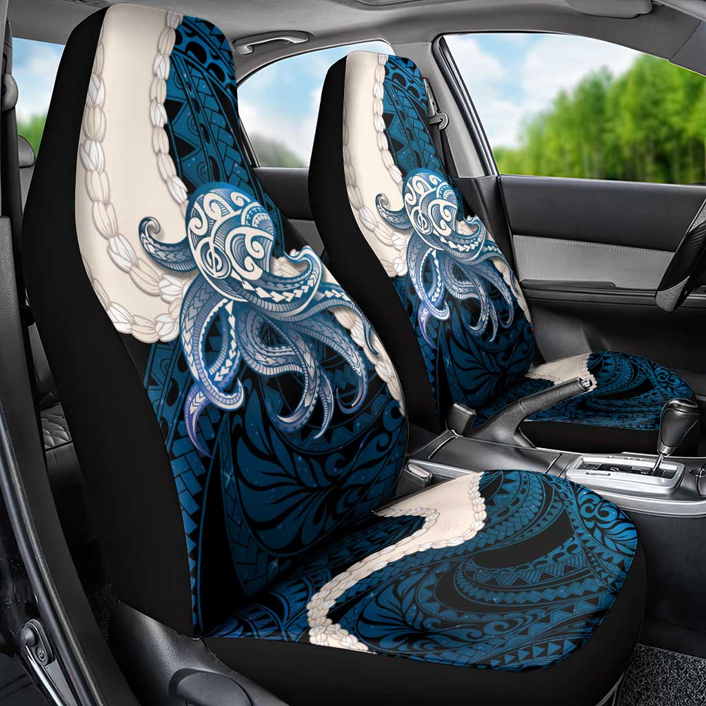 Blue Galaxy Polynesia Tribal Octopus Tattoo Car Seat Cover Pikake Lei Polynesian Pattern