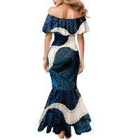 Blue Galaxy Polynesia Tribal Octopus Tattoo Family Matching Mermaid Dress and Hawaiian Shirt Pikake Lei Polynesian Pattern LT14 - Polynesian Pride