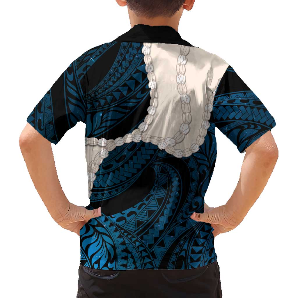 Blue Galaxy Polynesia Tribal Octopus Tattoo Family Matching Tank Maxi Dress and Hawaiian Shirt Pikake Lei Polynesian Pattern