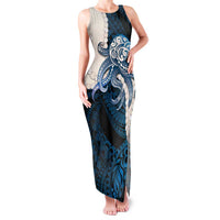 Blue Galaxy Polynesia Tribal Octopus Tattoo Family Matching Tank Maxi Dress and Hawaiian Shirt Pikake Lei Polynesian Pattern