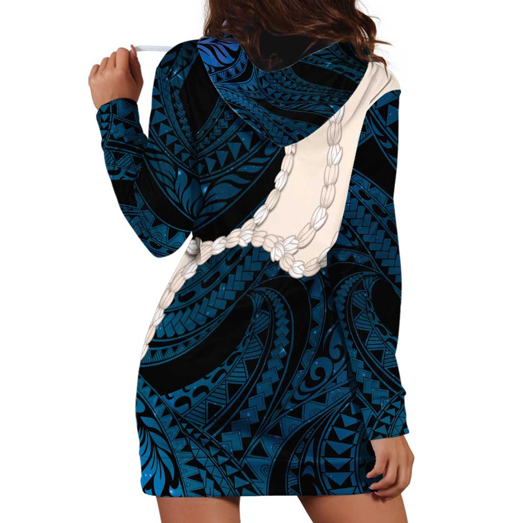 Blue Galaxy Polynesia Tribal Octopus Tattoo Hoodie Dress Pikake Lei Polynesian Pattern