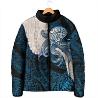 Blue Galaxy Polynesia Tribal Octopus Tattoo Padded Jacket Pikake Lei Polynesian Pattern