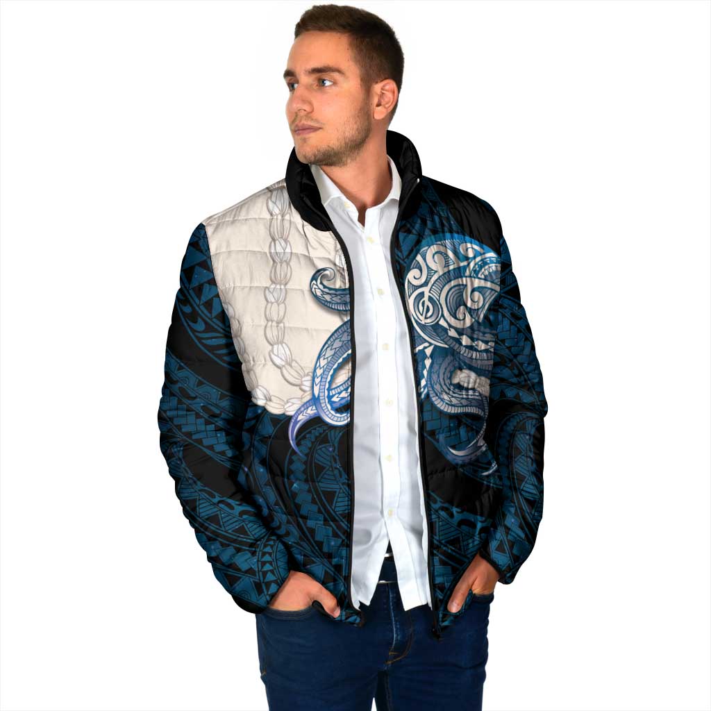 Blue Galaxy Polynesia Tribal Octopus Tattoo Padded Jacket Pikake Lei Polynesian Pattern