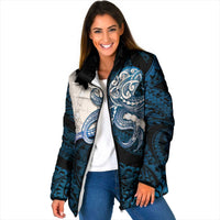Blue Galaxy Polynesia Tribal Octopus Tattoo Padded Jacket Pikake Lei Polynesian Pattern
