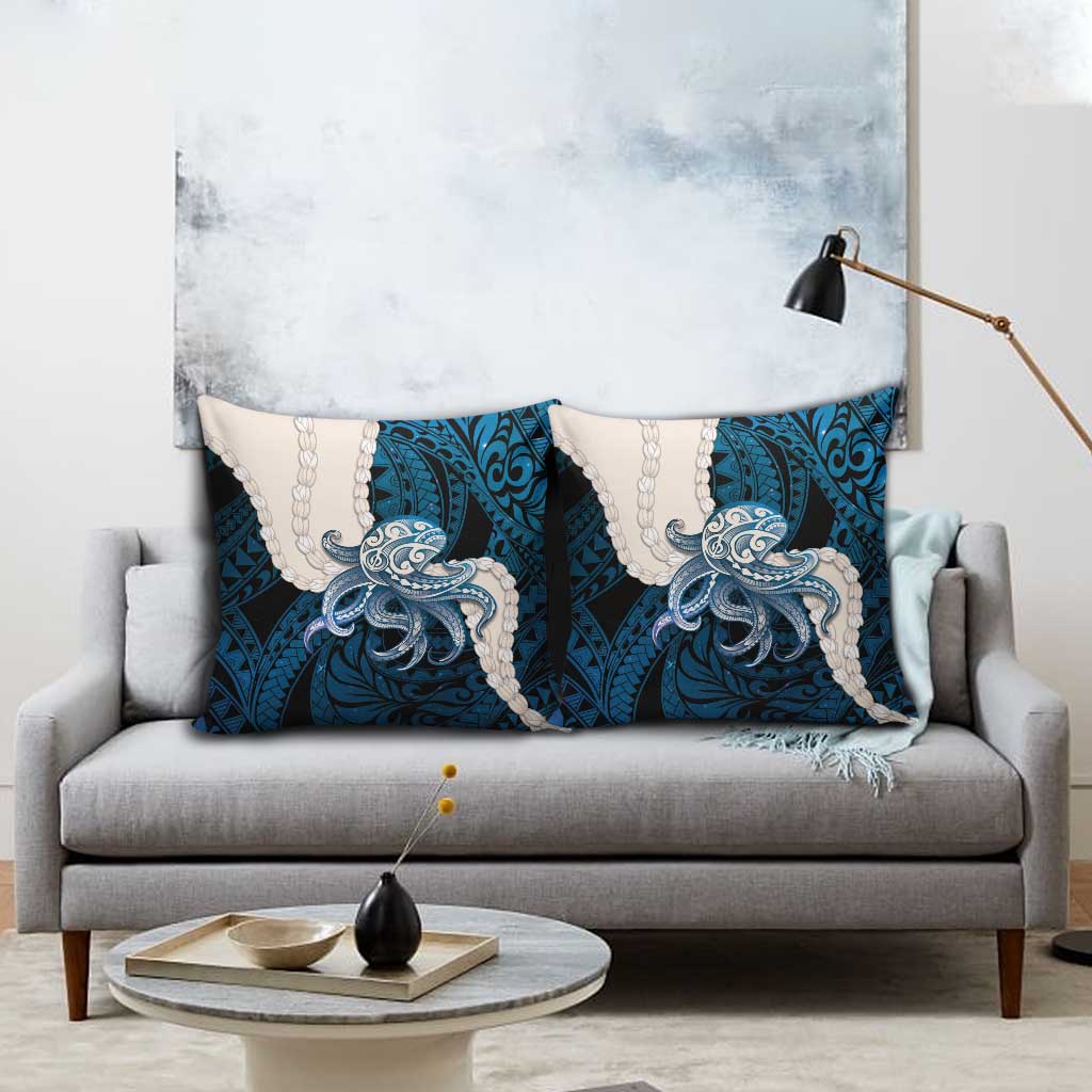 Blue Galaxy Polynesia Tribal Octopus Tattoo Pillow Cover Pikake Lei Polynesian Pattern LT14 - Polynesian Pride