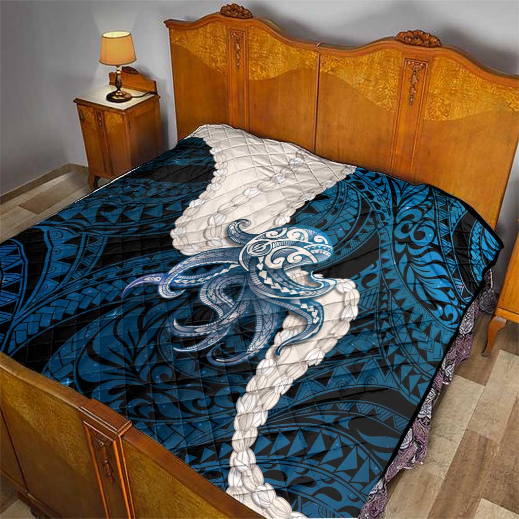 Blue Galaxy Polynesia Tribal Octopus Tattoo Quilt Pikake Lei Polynesian Pattern LT14 - Polynesian Pride
