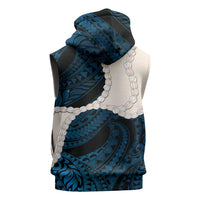 Blue Galaxy Polynesia Tribal Octopus Tattoo Sleeveless Zip Hoodie Pikake Lei Polynesian Pattern LT14 - Polynesian Pride