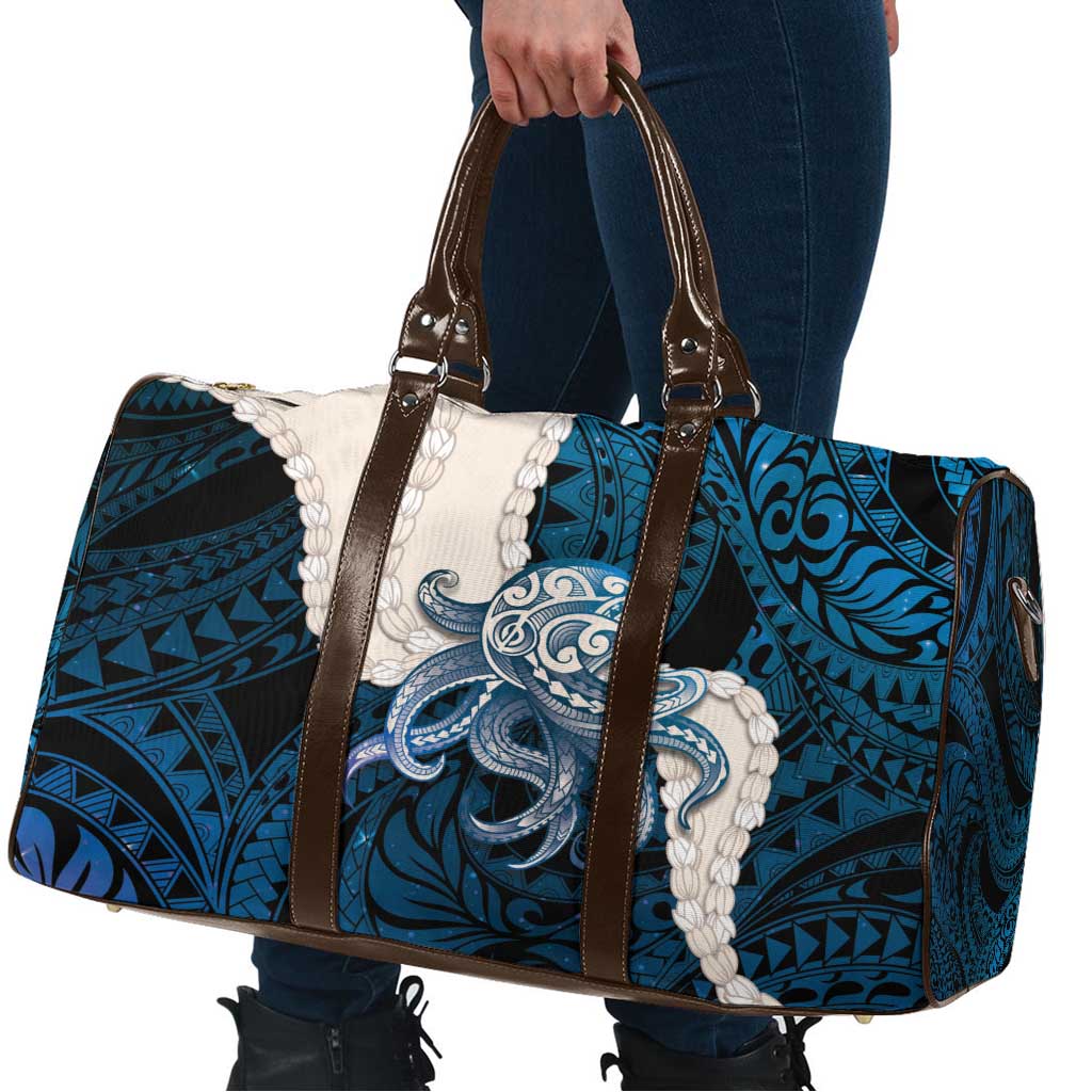 Blue Galaxy Polynesia Tribal Octopus Tattoo Travel Bag Pikake Lei Polynesian Pattern