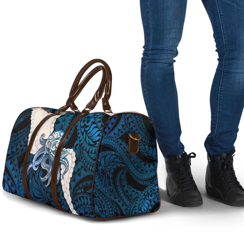 Blue Galaxy Polynesia Tribal Octopus Tattoo Travel Bag Pikake Lei Polynesian Pattern