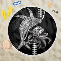 Kanaloa Aloha Hawaii Beach Blanket Humpback Whale Octopus Tattoo Kakau Pattern LT14 One Size 150cm Black - Polynesian Pride