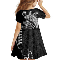 Kanaloa Aloha Hawaii Family Matching Short Sleeve Bodycon Dress and Hawaiian Shirt Humpback Whale Octopus Tattoo Kakau Pattern