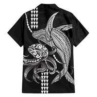 Kanaloa Aloha Hawaii Family Matching Short Sleeve Bodycon Dress and Hawaiian Shirt Humpback Whale Octopus Tattoo Kakau Pattern
