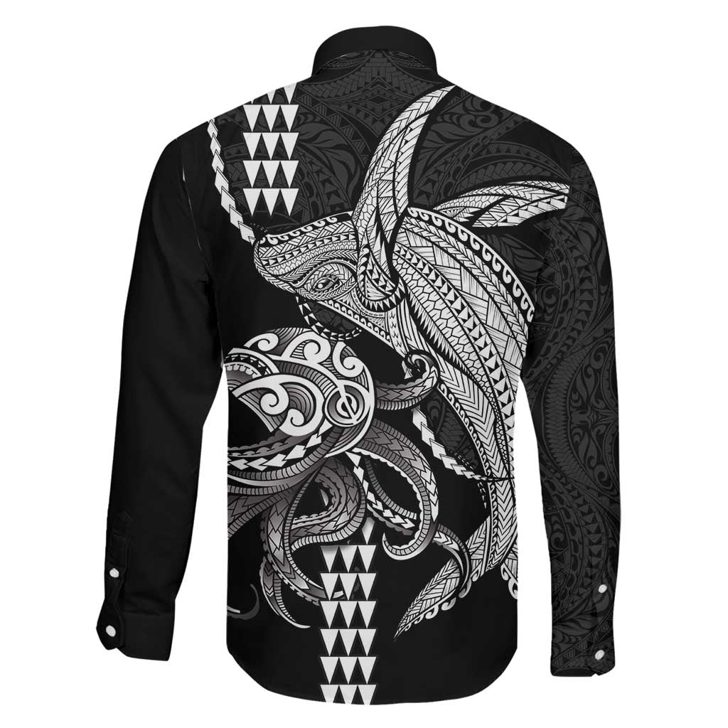 Kanaloa Aloha Hawaii Family Matching Short Sleeve Bodycon Dress and Hawaiian Shirt Humpback Whale Octopus Tattoo Kakau Pattern