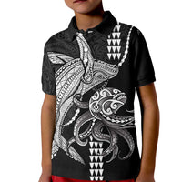 Kanaloa Aloha Hawaii Kid Polo Shirt Humpback Whale Octopus Tattoo Kakau Pattern