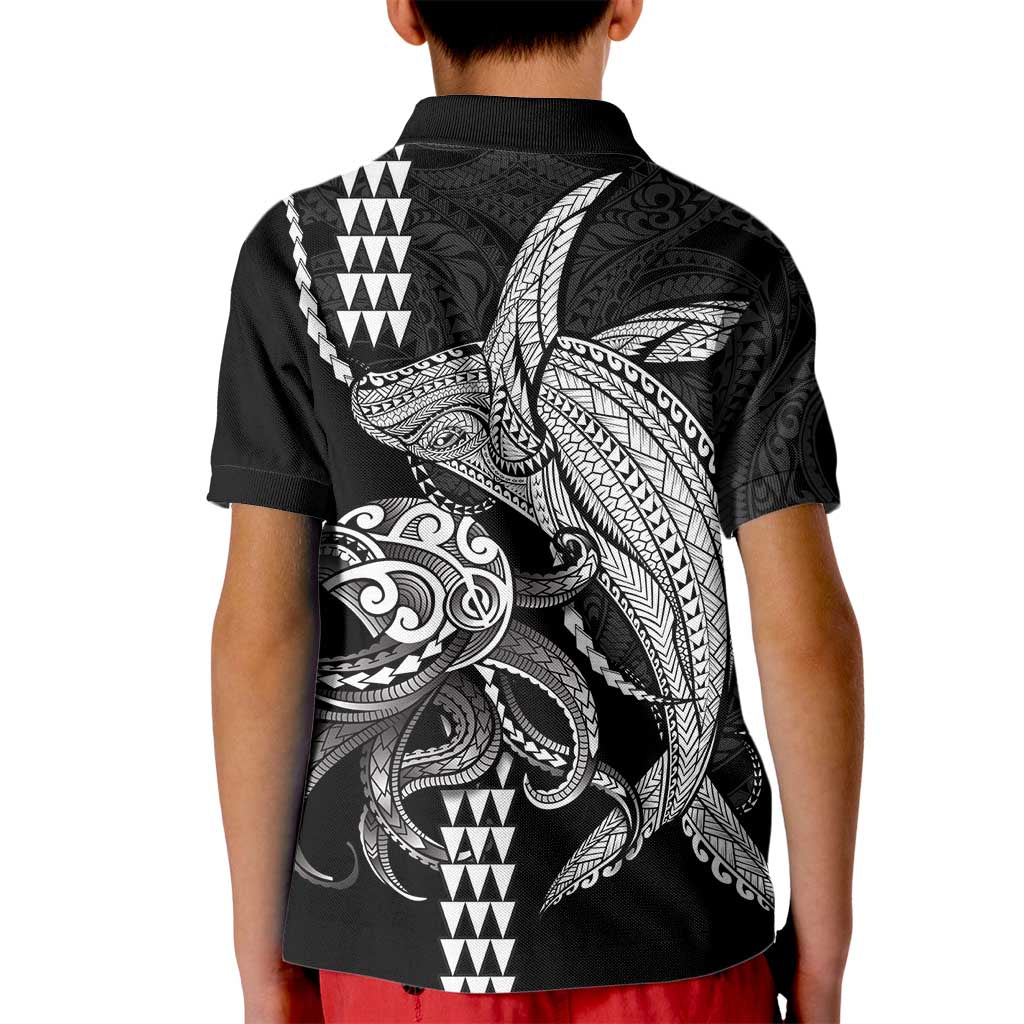 Kanaloa Aloha Hawaii Kid Polo Shirt Humpback Whale Octopus Tattoo Kakau Pattern
